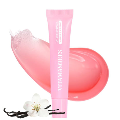 Lip Butter Balm Vanilla Creme, Korean Lip Balm - Peptide Lip Treatment - Lip Balm Hydrating - Light Tinted Lip Balm - Made in Korea - 0.33 Fl.Oz