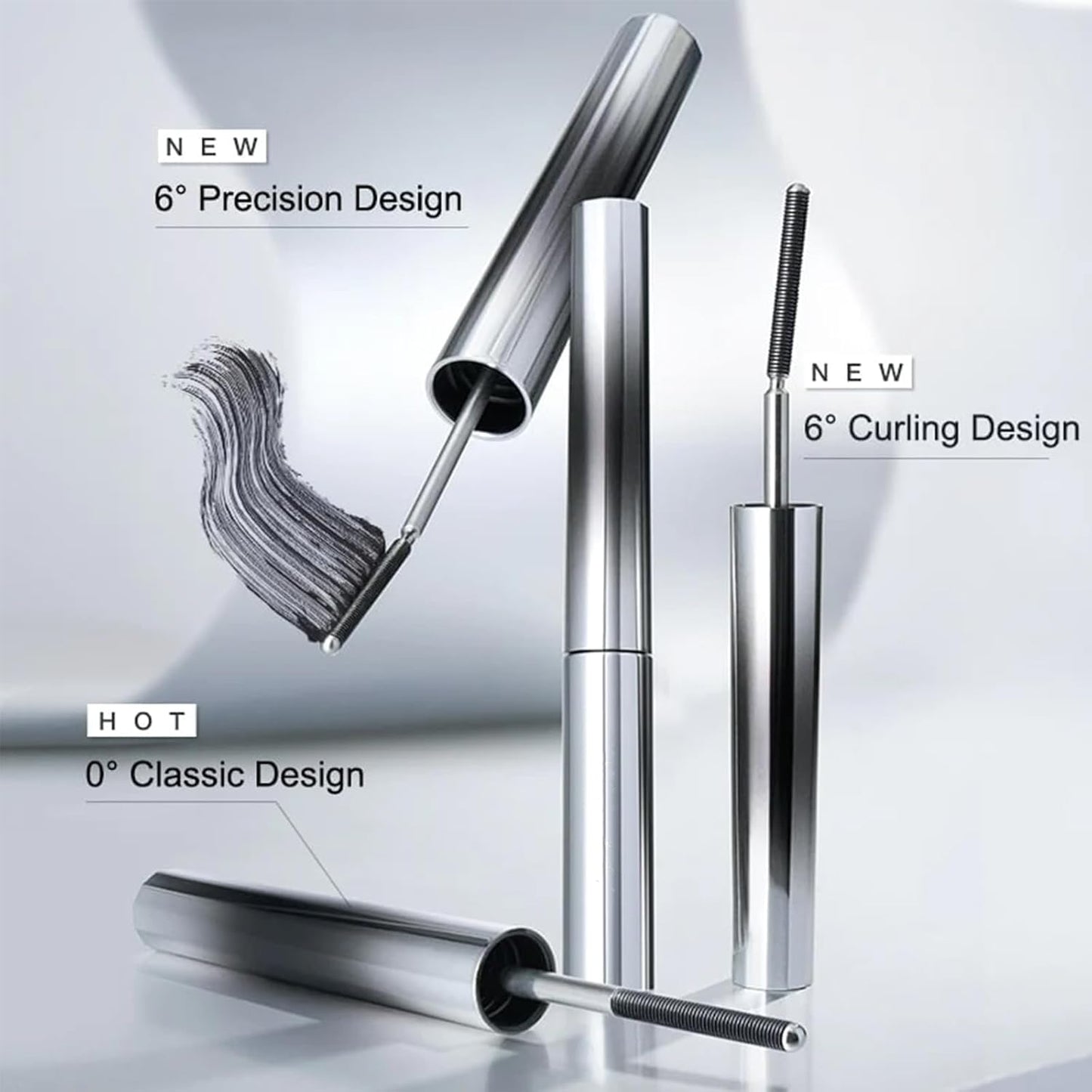 Curling Iron Mascara,3D Curling Eyelash Iron Mascara, Waterproof, Volumizing and Lengthening, Smudge-Proof (Brown Curling)