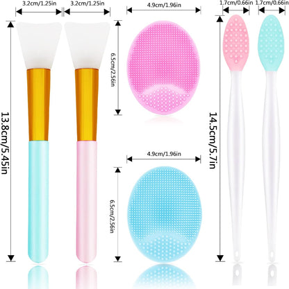 6 PCS Silicone Face Scrubber Brush Set, 2Pcs Lip Scrub Brushes and Face Cleansing Brush Silicone Exfoliator Tool and Facial Applicator for Women Men