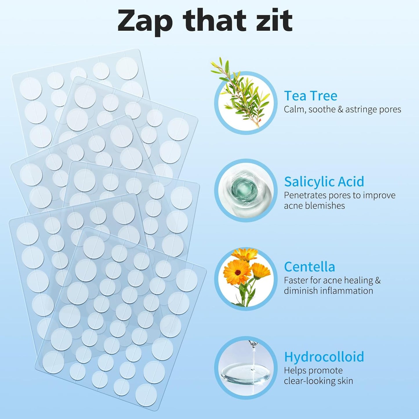 Pimple Patches for Face, Hydrocolloid Acne Patches, Cute round Shape Zit Covers, Spot Stickers with Tea Tree, Salicylic Acid & Cica Oil| 2 Sizes (9Mm, 12Mm) |288 Count | Cute round Shape, Zit Covers, Spot Stickers, with Tea Tree, Salicylic Acid, Cica Oil