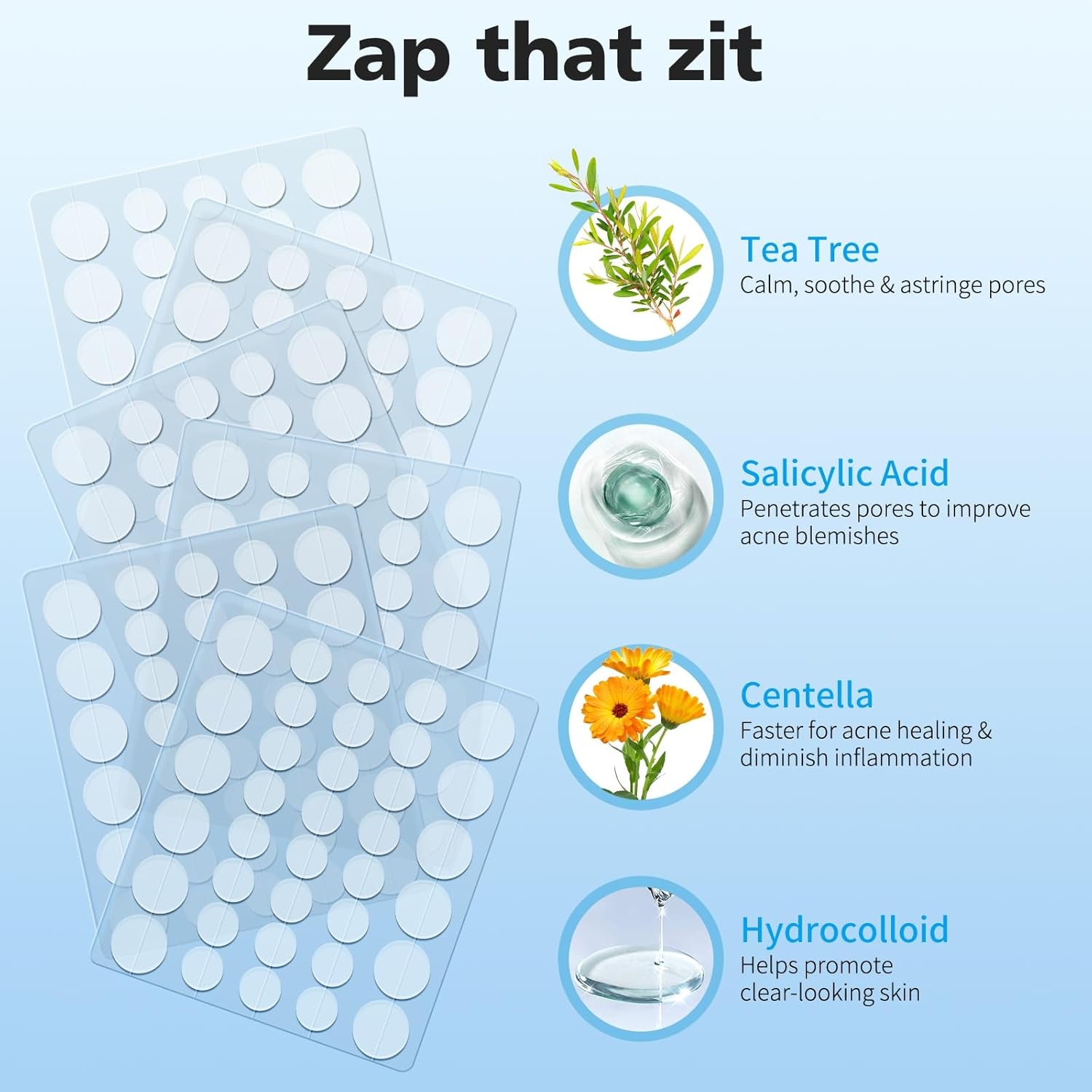 Pimple Patches for Face, Hydrocolloid Acne Patches, Cute round Shape Zit Covers, Spot Stickers with Tea Tree, Salicylic Acid & Cica Oil| 2 Sizes (9Mm, 12Mm) |288 Count | Cute round Shape, Zit Covers, Spot Stickers, with Tea Tree, Salicylic Acid, Cica Oil