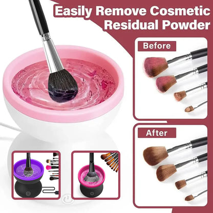Electric Makeup Brush Cleaner Machine Portable Automatic USB Cosmetic Brush Cleaner Tools for All Size Beauty Makeup Brushes Set