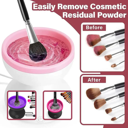 Electric Makeup Brush Cleaner Machine Portable Automatic USB Cosmetic Brush Cleaner Tools for All Size Beauty Makeup Brushes Set