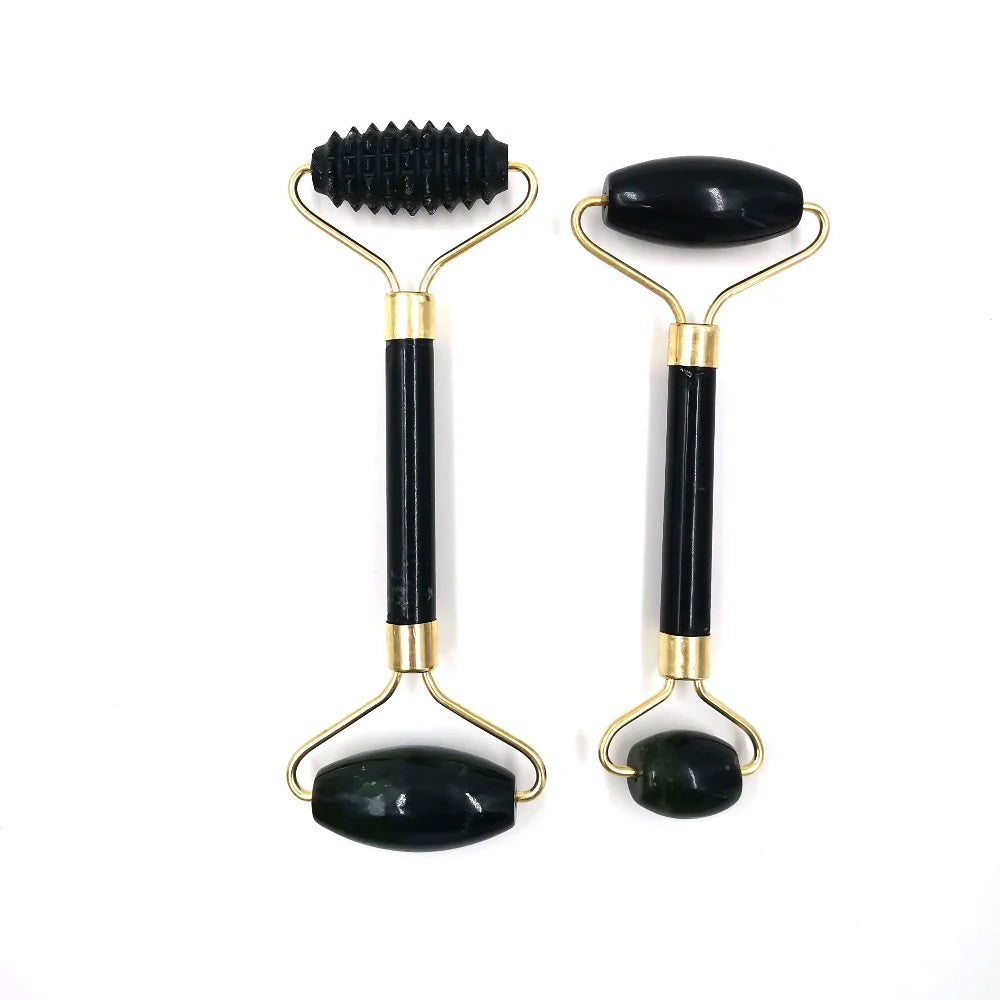 Obsidian Jade Roller Massager Gouache Scraper for Face Facial Skin Care Tools Natural Body Back Beauty Lifting Massagers Rollers