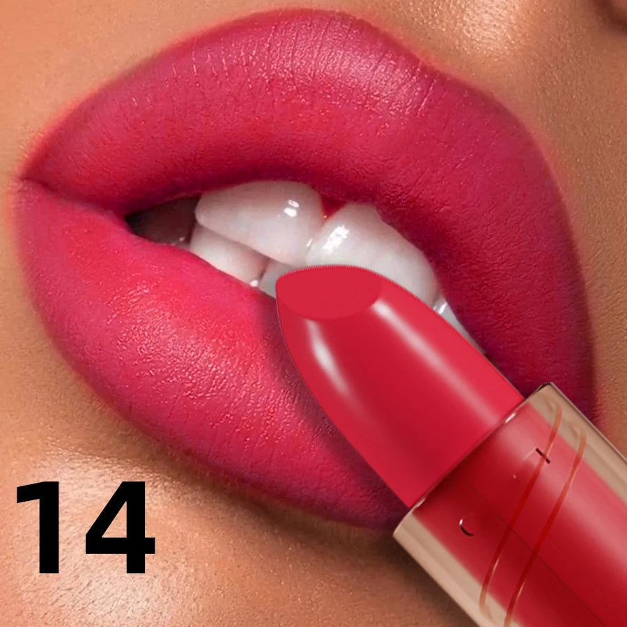 14-Color Matte Lipstick Red Lip Stick Waterproof Sexy Korean Makeup Lip Tint Brown Pink Lip Cosmetic Long Lasting Lip Gloss