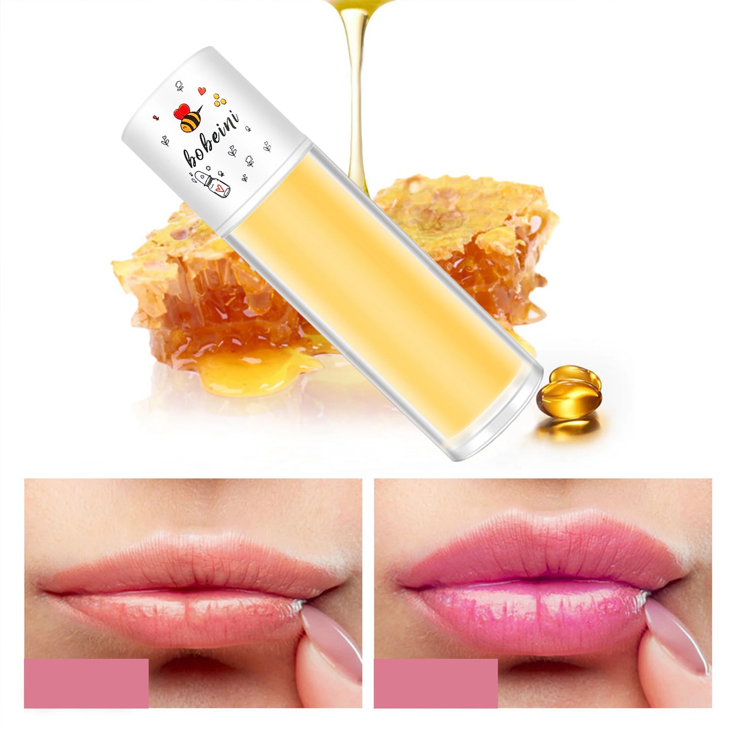 Bee Lip Oil Water-Shine Glass Transparent Lip Honey Dry Repair Lip Care Toot Lip Moisturizing Lip Oil