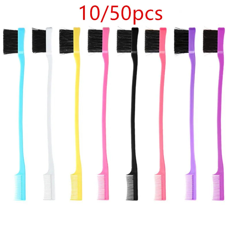 10/20/50Pcs Double-Sided Edge Control Hair Comb Hair Styling Wholesale Baby Hair Brushes Eyebrow Combing Makeup Tool