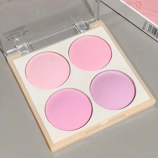 4-Color Matte Blush, Peach Pink, Coral Blush Powder, Korean Low Saturation Soft Fog Blush, Can Lighten, Create Three-Dimensional