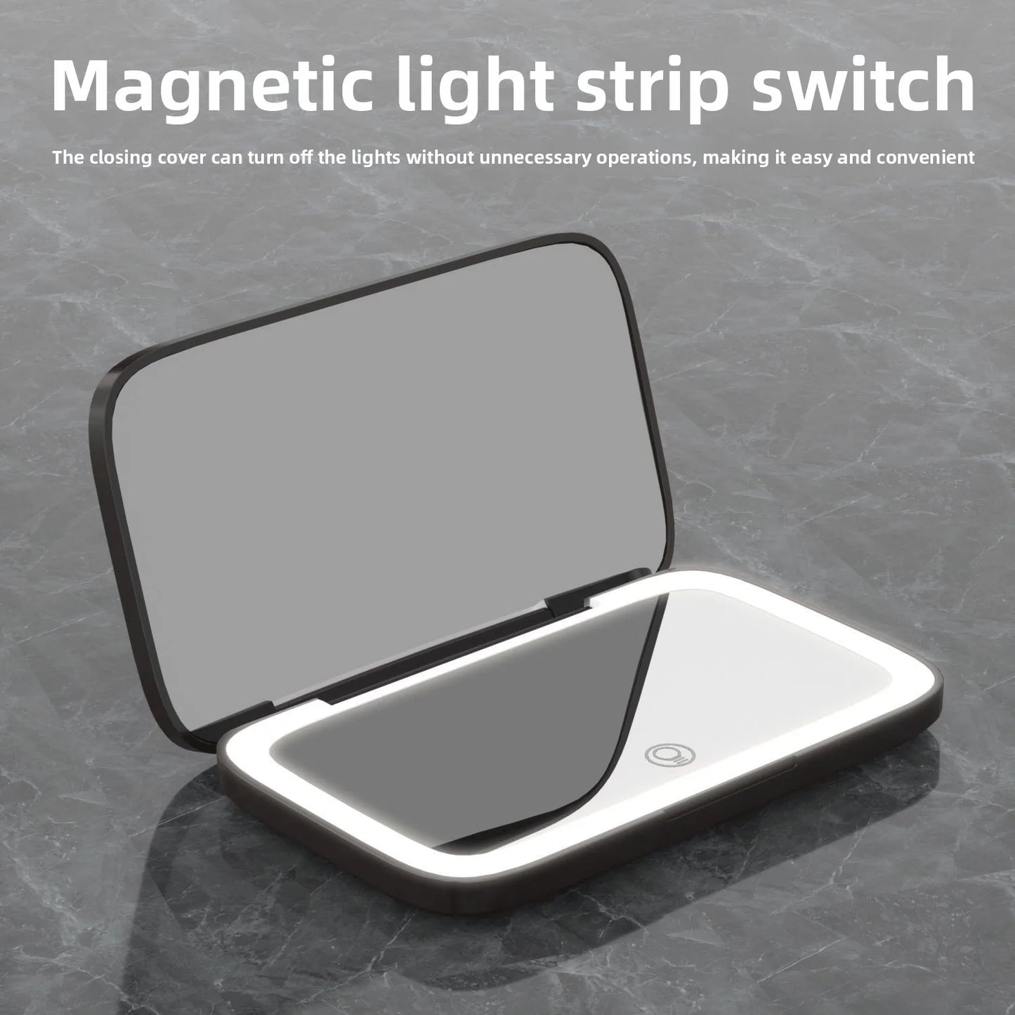 Mini Portable Folding Makeup Mirror Led Lights Magnifying Compact Pocket Travel Aesthetic Vanity Mirrors Make up Tools 5X