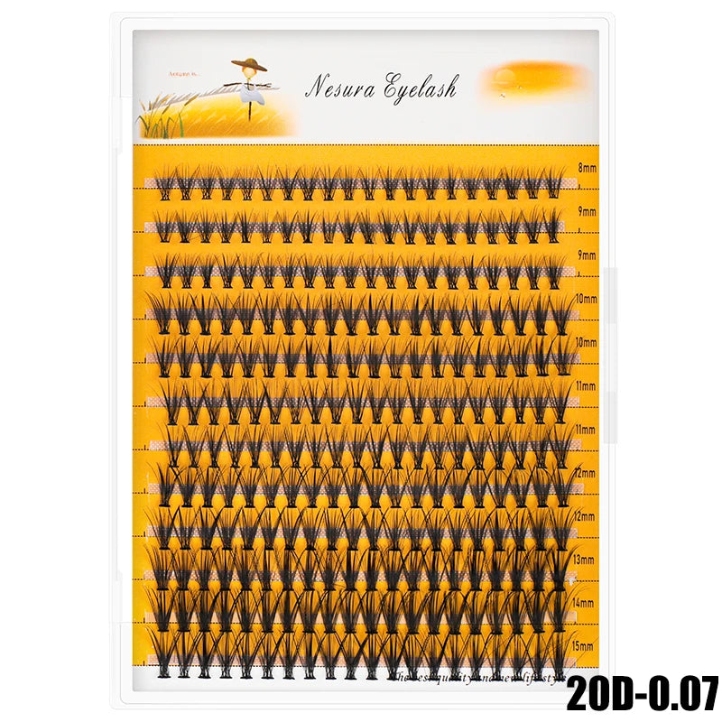 12 Row Mixed Pack 10D/20D Natural Eyelash Makeup Eyelash Extension, Handmade Fake Eyelashes, Personal Eyelash Extension