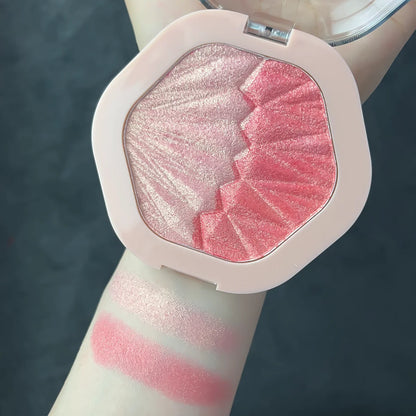 2-Color Blush Palette 2 in 1 Contouring Cream Face Cheek Blush Cream Makeup Sparkle Highlight Multicolor Makeup Blush