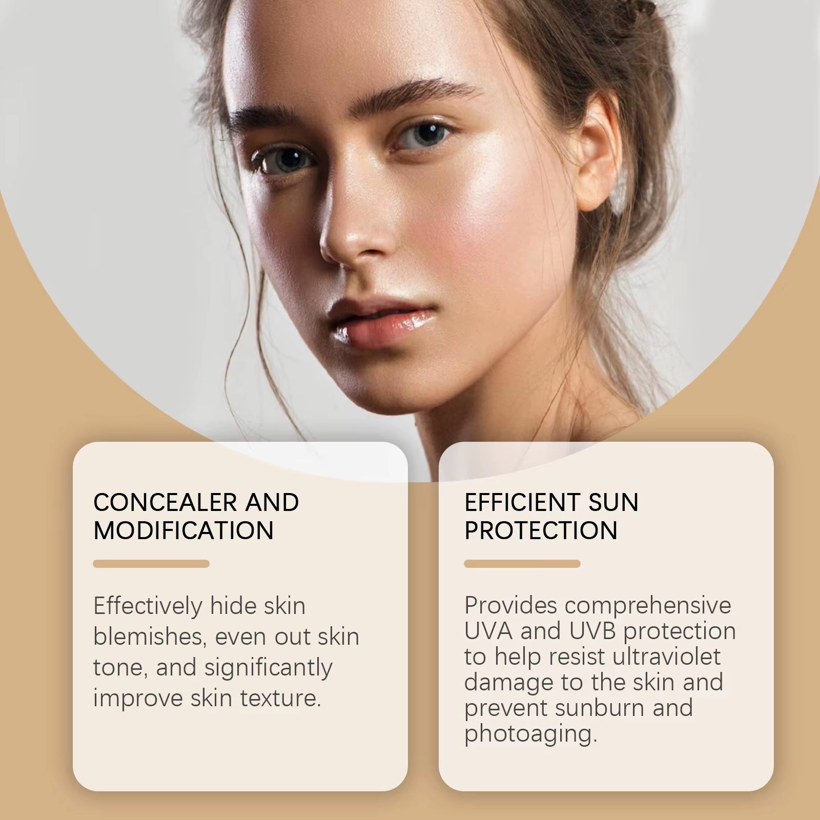 Gold Snail Sunscreen BB Cream SPF 50 Sun Block Makeup Moisturize Face Concealer Long-Lasting Isolation Lotion Concealer Cosmetic