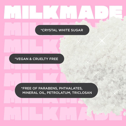 Milk Made Vegan Body Sugar Scrub- Shea Butter, Candied Oat Milk & Marshmallow Root Extract - Gentle Exfoliating Hand, Leg, Foot & Body Sugar Soap Scrub & Moisturizing Shower Wash for Women