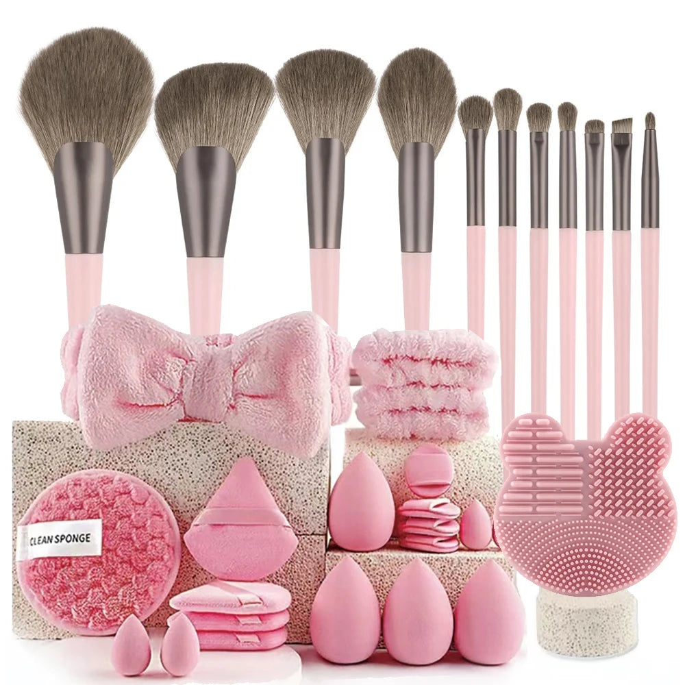 13/33Pcs Professional Makeup Brush Set with Accessories for Combination Skin- Featuring Soft Brushes，Suitable for Beginners