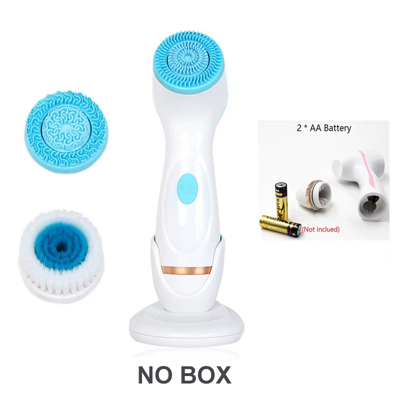 Ultrasonic Cleaner Electric Cleansing Brush 3 in 1 Face Massagers Sonic Rotating Cleansing Brush Galvanic Remove Blackheads Tool