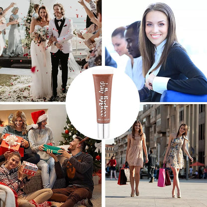 Brown Shimmer Hydrating Lip Gloss, Long Lasting Deeply Moisturize and Nourish Dry Chapped Lips, Reduce Lips Wrinkles High-Shine Finish, Non-Sticky Sparkly Tinted Lip Gloss for Women Girls