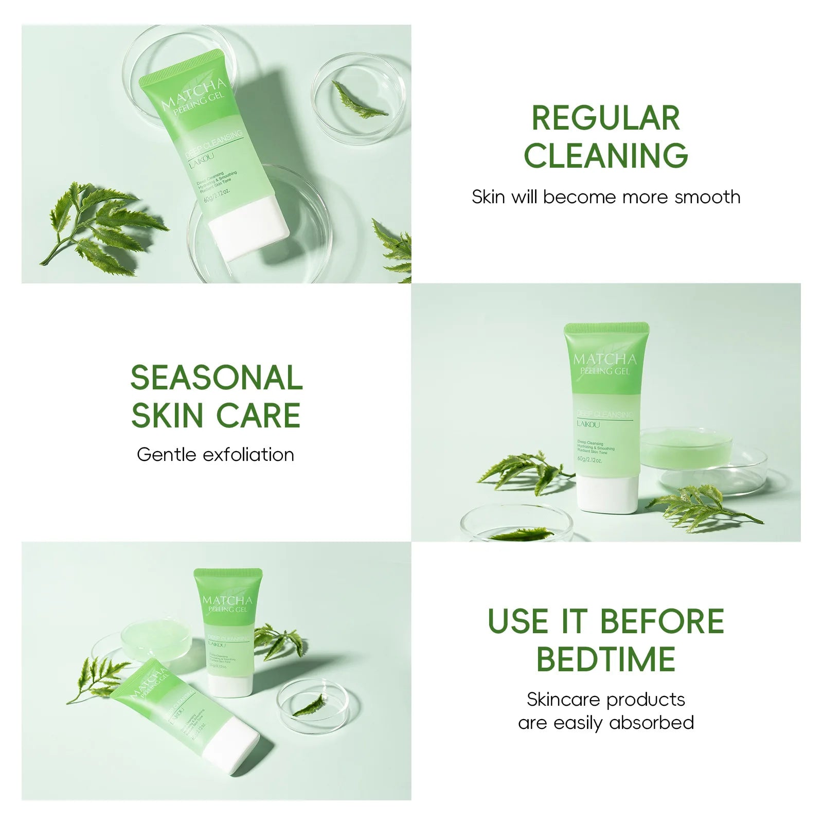 Matcha Exfoliating Exfoliate Peeling Gel Facial Scrub Moisturise Nourishing Repair Scrubs Face Cream Skin Care 60G