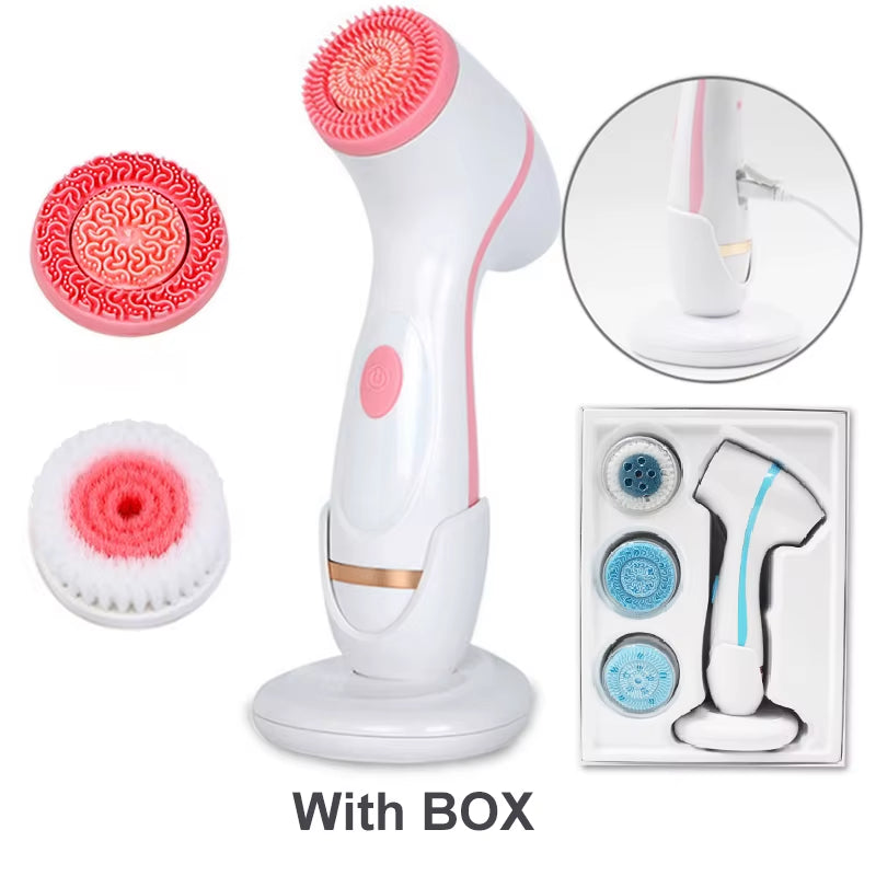 Ultrasonic Cleaner Electric Cleansing Brush 3 in 1 Face Massagers Sonic Rotating Cleansing Brush Galvanic Remove Blackheads Tool