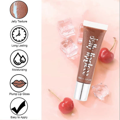 Brown Shimmer Hydrating Lip Gloss, Long Lasting Deeply Moisturize and Nourish Dry Chapped Lips, Reduce Lips Wrinkles High-Shine Finish, Non-Sticky Sparkly Tinted Lip Gloss for Women Girls