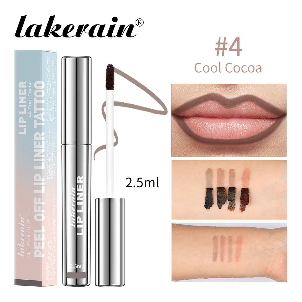 4Colors Highly Pigmented Lip Liner Tattoo Matte Peel off Enhance Lip Liner Lasting Lip Stain Waterproof Transfer-Proof Lipstick