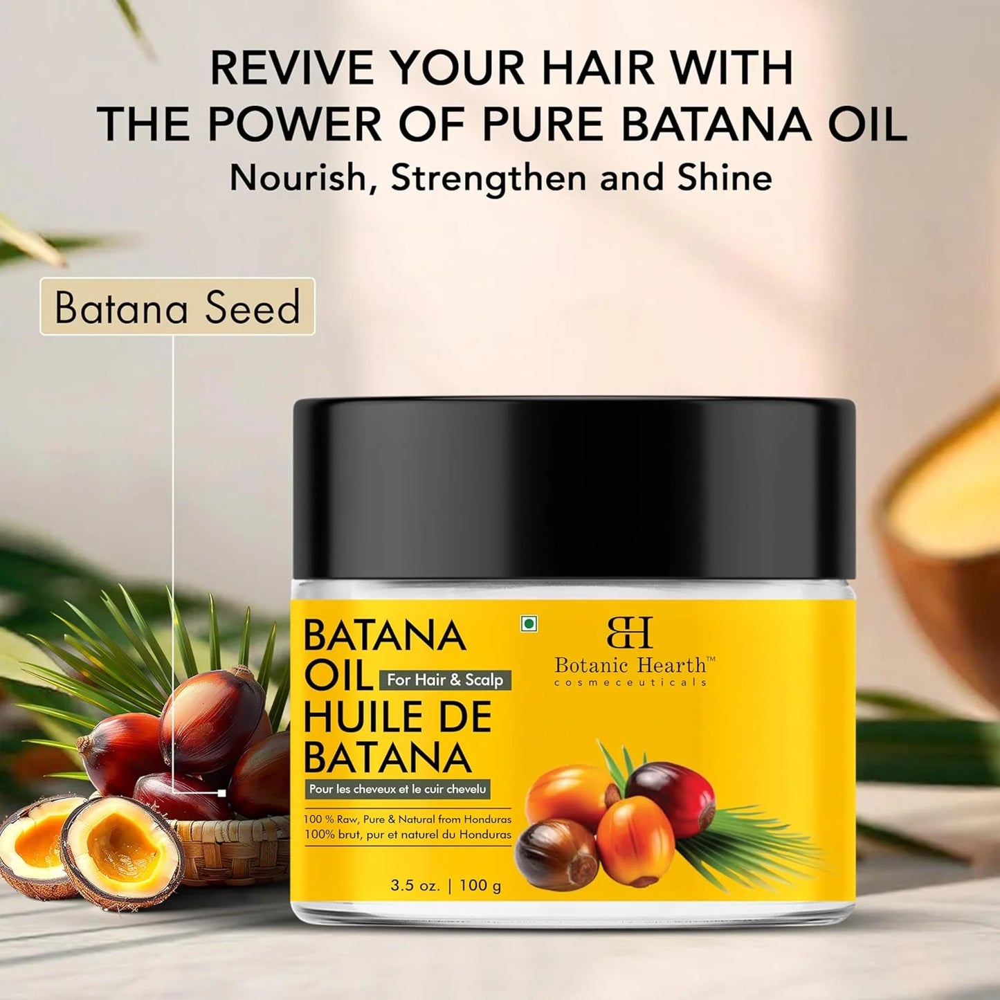 Batana Oil for Hair Growth | Batana Butter (3.5 Fl Oz) | Deeply Nourishing & Revitalizing Hair & Skin Care