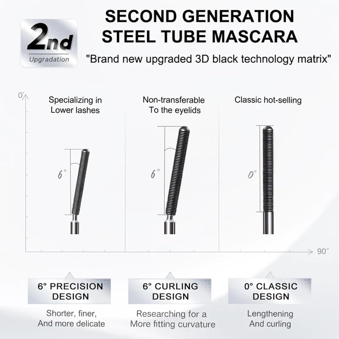 Curling Iron Mascara,3D Curling Eyelash Iron Mascara, Waterproof, Volumizing and Lengthening, Smudge-Proof (Brown Curling)