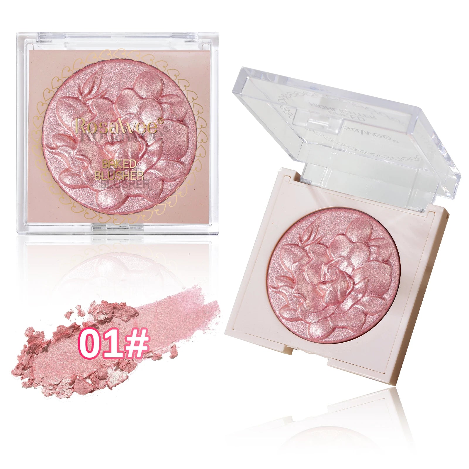 Pearlescent Shimmer Blush Powder, Single-Color Blush, Fine Powder, Improves Skin Tone, Blush without Flying Powder