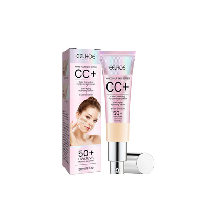 ​ CC Cream Foundation Spf 50 Full Coverage Blemish Cover Matte Finish Brightening Face Concealer Color Correcting Cream