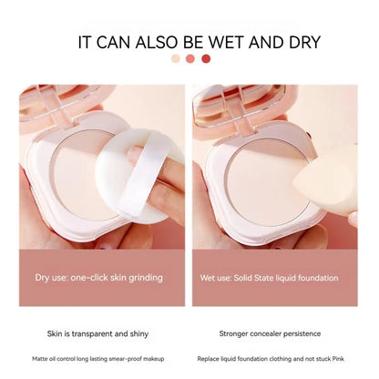 Setting Powder Oil Control Makeup Setting Brightening Skin Tone Setting Powder with Mirror Compact Portable Makeup Powder