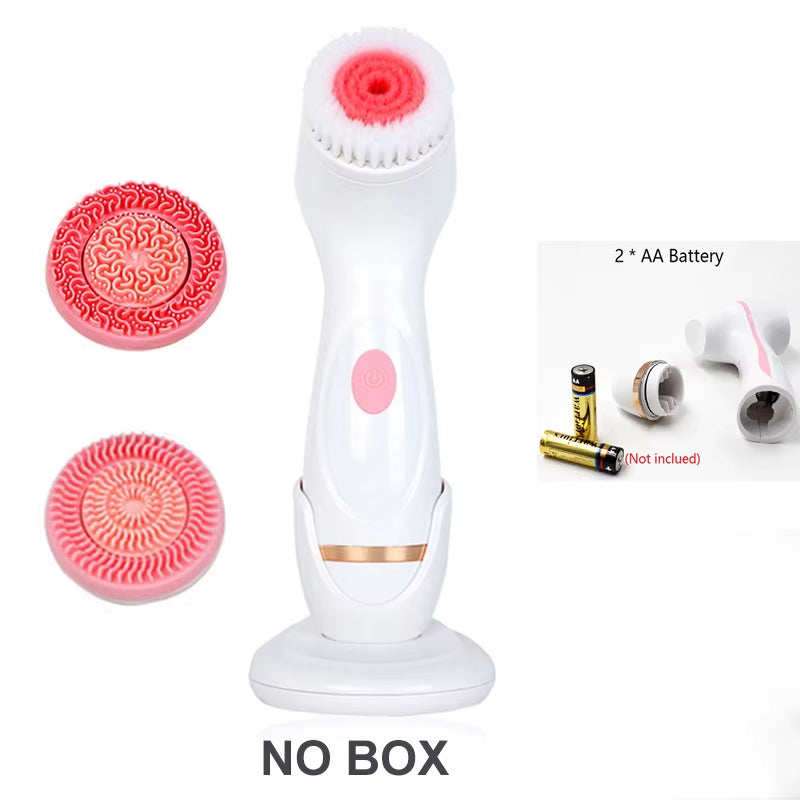 Ultrasonic Cleaner Electric Cleansing Brush 3 in 1 Face Massagers Sonic Rotating Cleansing Brush Galvanic Remove Blackheads Tool