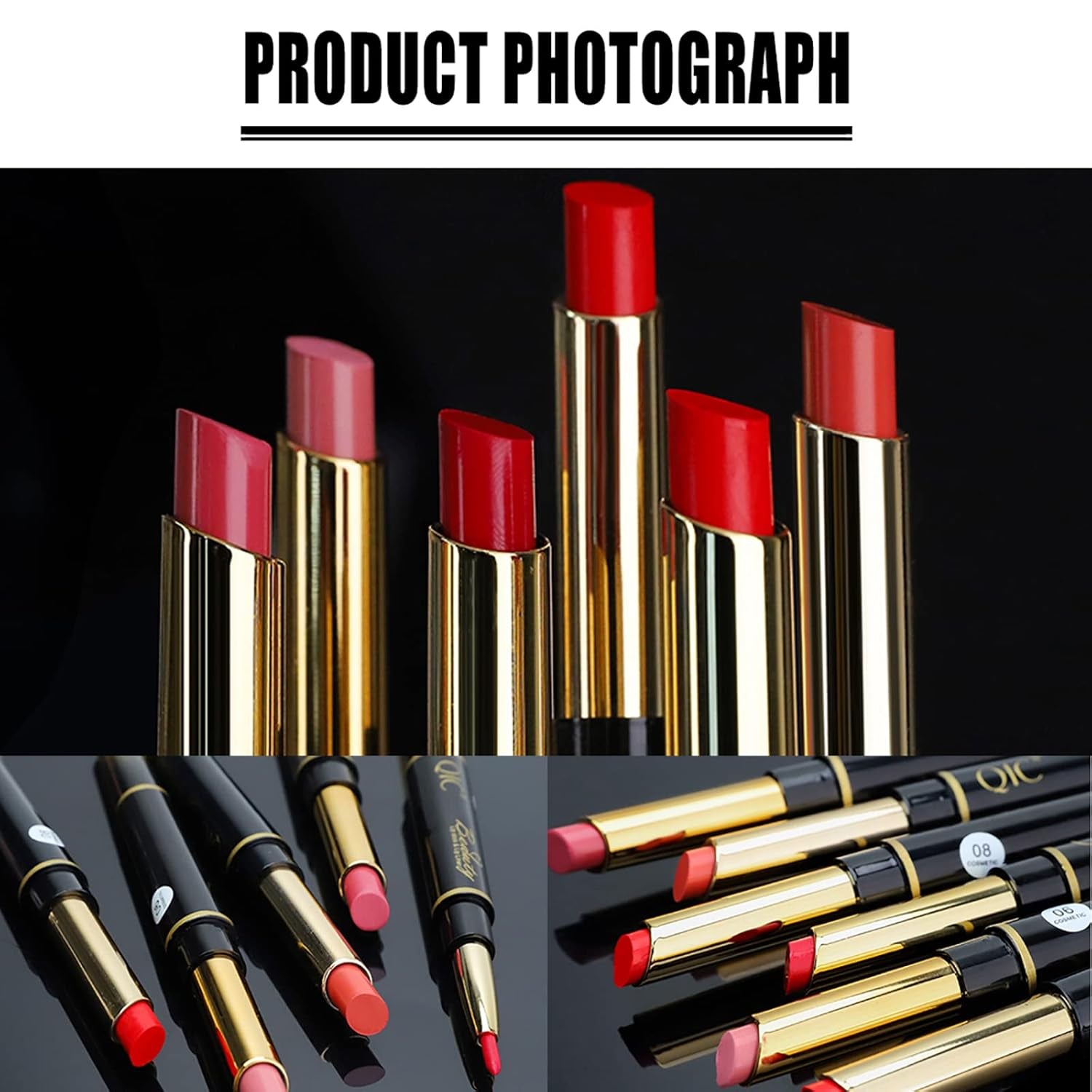 6Pcs Lip Liner and Lipstick Makeup Set, Purple Red/Claret/Vermilion/Pastel Orange/Rose/Ruby Red Lipstick Pen and with Lip Liner Pencil Set Lip Gift Set for Daily/Travel/Party/Work
