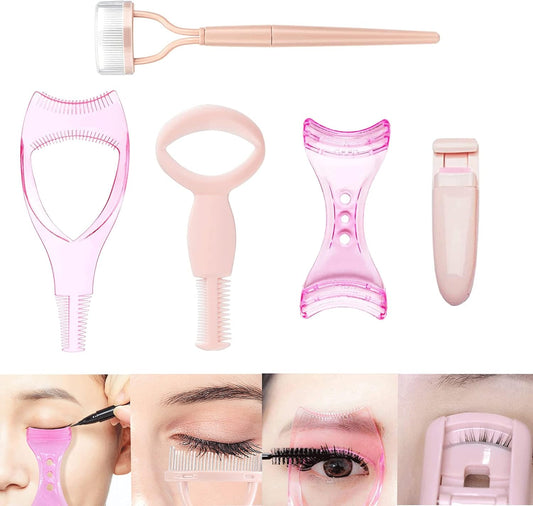 5 in 1 Eyelash Application Tool Kit,Eyelash Applicator Tool, Eyelash Curlers, Eyelash Comb, Makeup Eyelash Tool, Eyeliner Mascara Shield, Eyelash Separator Tool, Lash Curler