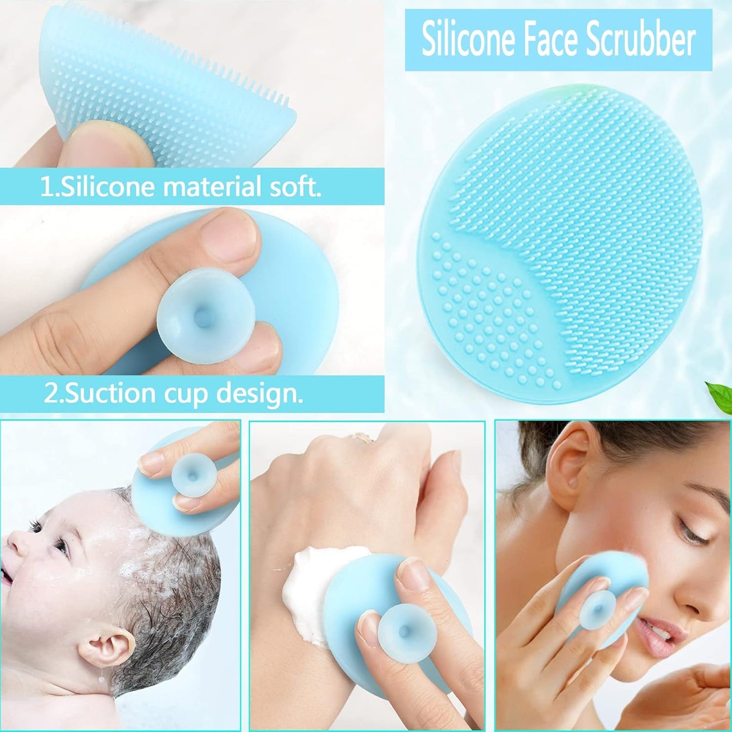 6 PCS Silicone Face Scrubber Brush Set, 2Pcs Lip Scrub Brushes and Face Cleansing Brush Silicone Exfoliator Tool and Facial Applicator for Women Men