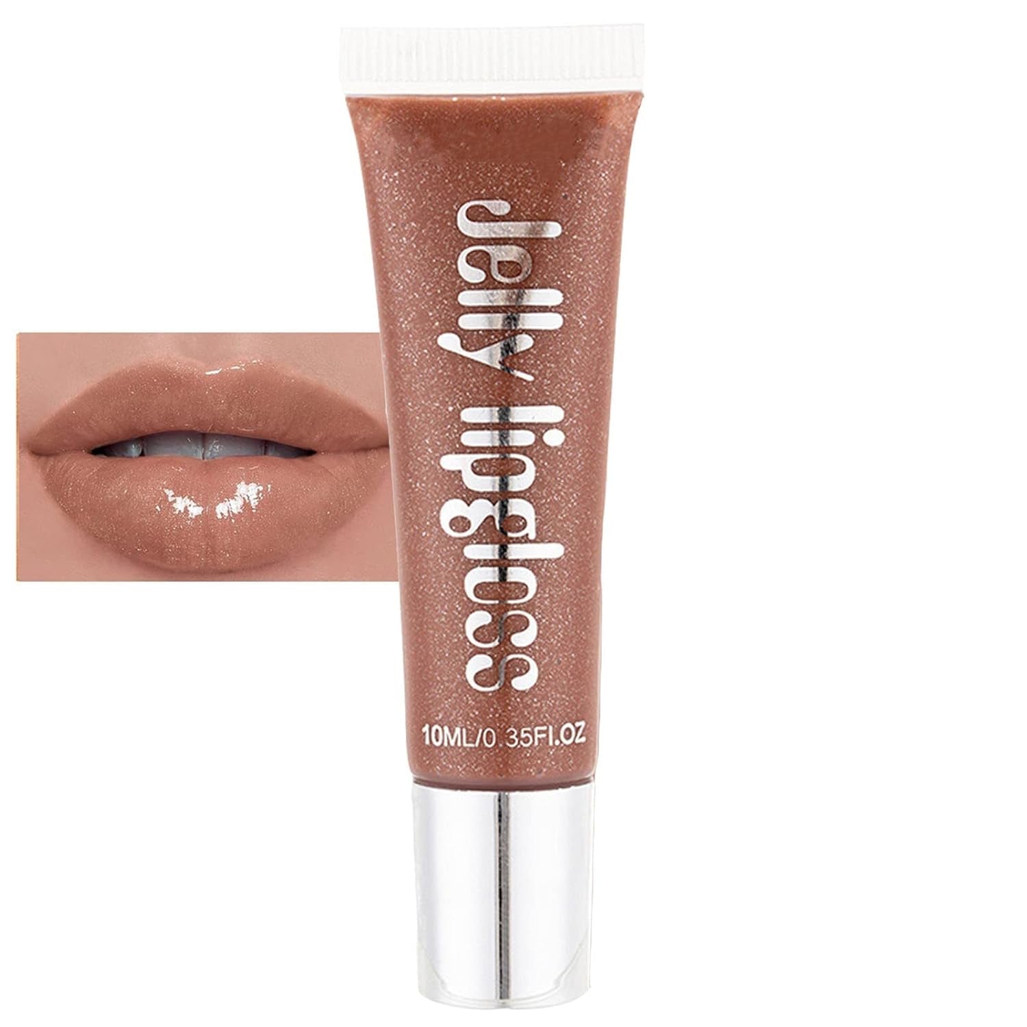 Brown Shimmer Hydrating Lip Gloss, Long Lasting Deeply Moisturize and Nourish Dry Chapped Lips, Reduce Lips Wrinkles High-Shine Finish, Non-Sticky Sparkly Tinted Lip Gloss for Women Girls