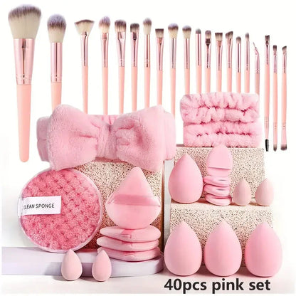 13/33Pcs Professional Makeup Brush Set with Accessories for Combination Skin- Featuring Soft Brushes，Suitable for Beginners