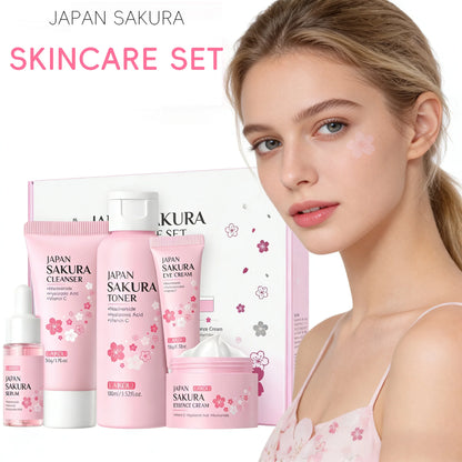 Sakura 5Pcs Skin Care Kit Cleanser Toner Serum Eye Cream Essence Cream Moisturizing Beauty Gift Box for Women ﻿
