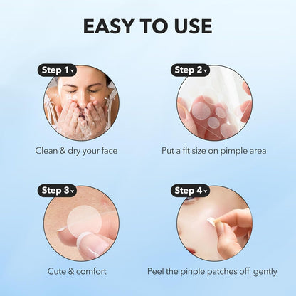 Pimple Patches for Face, Hydrocolloid Acne Patches, Cute round Shape Zit Covers, Spot Stickers with Tea Tree, Salicylic Acid & Cica Oil| 2 Sizes (9Mm, 12Mm) |288 Count | Cute round Shape, Zit Covers, Spot Stickers, with Tea Tree, Salicylic Acid, Cica Oil