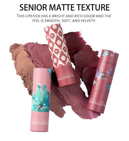 Matte Nude Lipstick, Bold & Intense Nudes Paper Tube Lipsticks Smooth Velvety Lip Gloss, Long Lasting Lip Stick Non-Stick Cup Not Fade Nude Lip Stick, Senior Matte Lip Makeup Gifts for Women and Girls