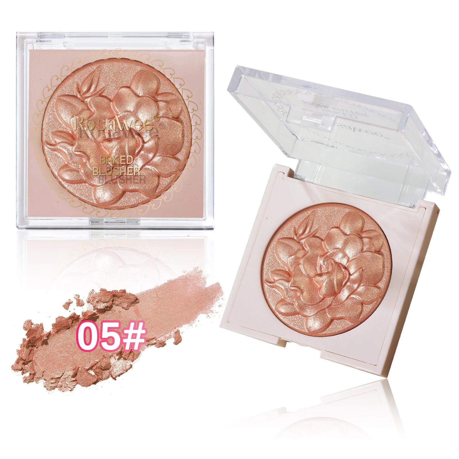 Pearlescent Shimmer Blush Powder, Single-Color Blush, Fine Powder, Improves Skin Tone, Blush without Flying Powder